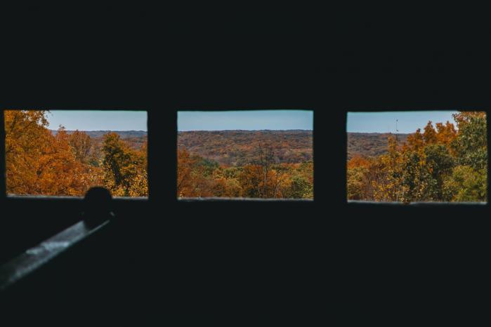 Observation windows overlooking foliage at Brown County State Park